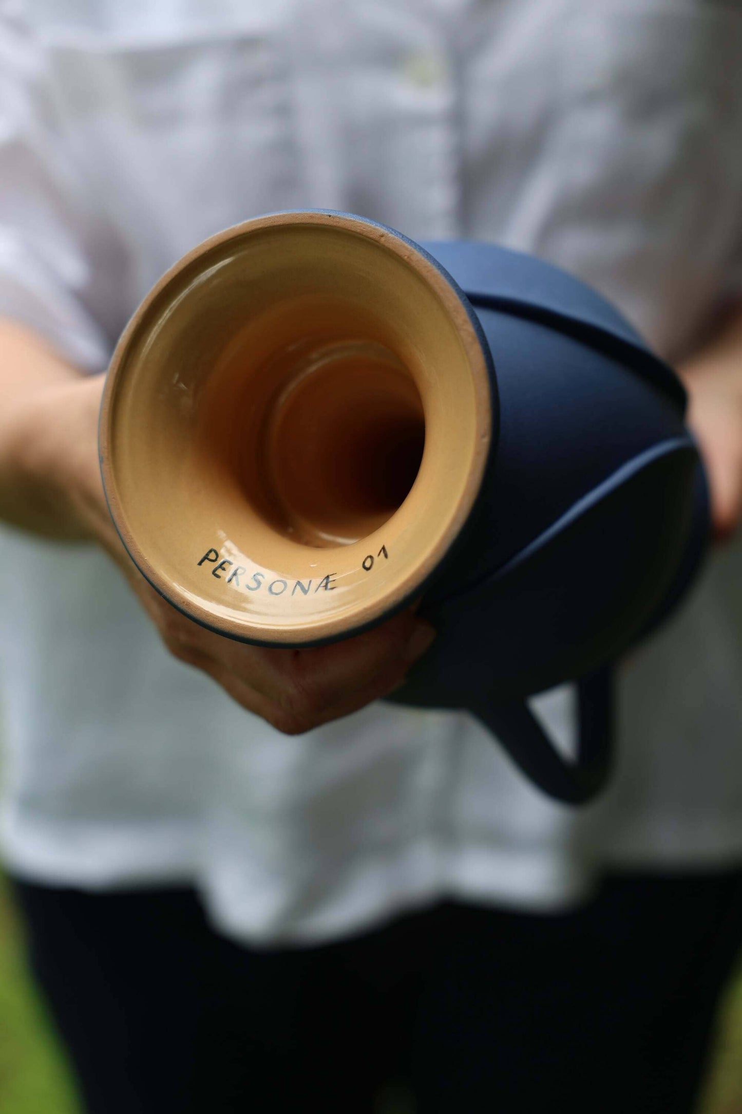 Authentic Sicilian ceramic bummulo malandrino from Caltagirone, a jug that fills in reverse.