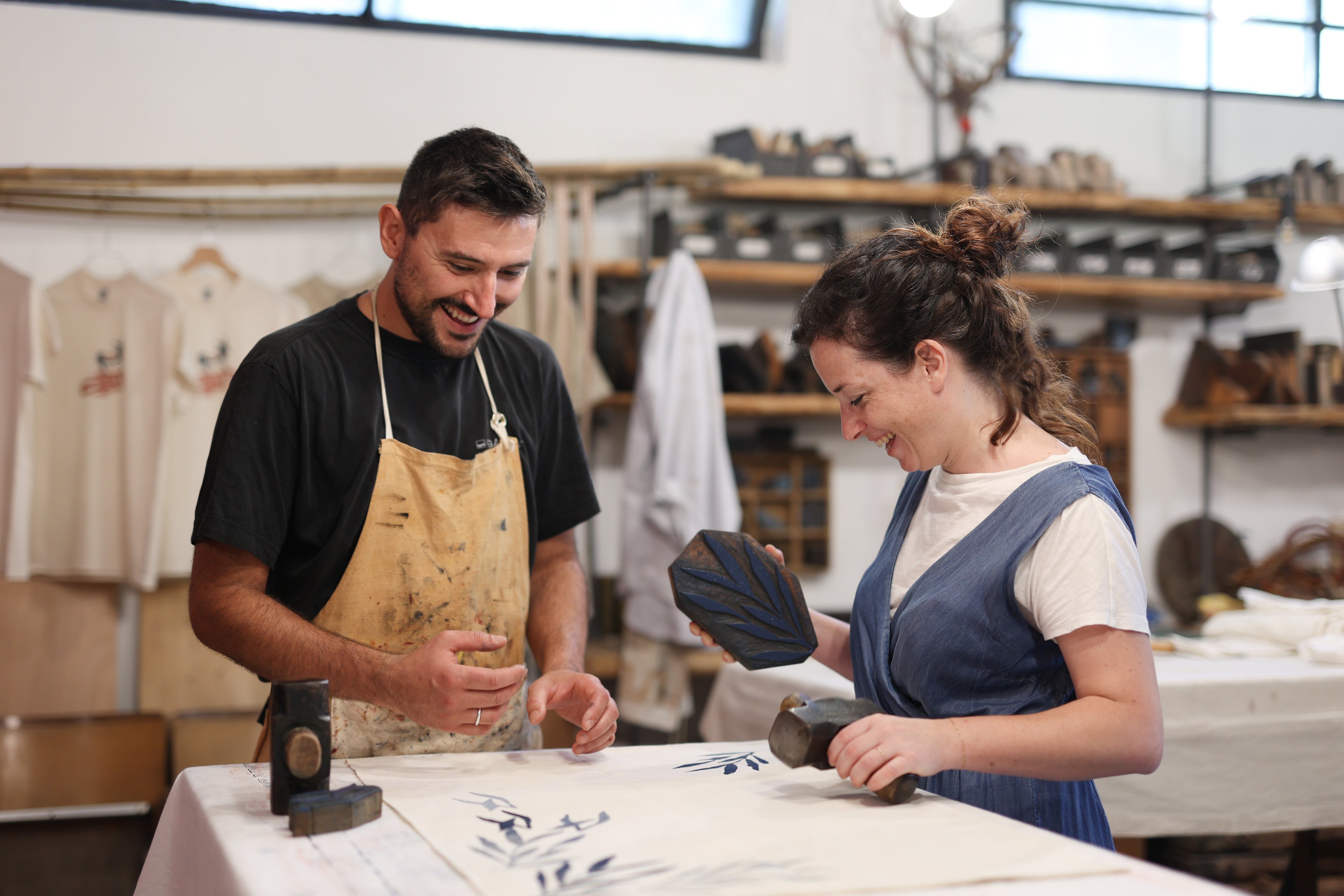 Trying traditional artisanal techniques in a hands-on craft experience.